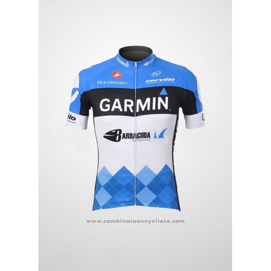 2012 Maillot Cyclisme Garmin Cervelo Blanc et Azur Manches Courtes et Cuissard